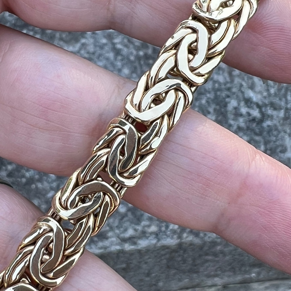 14K YELLOW GOLD BISMARCK BYZANTINE WIDE BRACELET STATEMENT GORGEOUS WELL MADE
